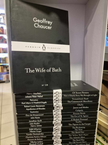 Hebel, Petronius, Marx, Swift, Nikolaj Gogol, Dostoyevsky, Elizabeth Gaskell, Charles Dickens, Anton Chekov, Jane Austen, Vasari, Sappho, H.G: WELLS, Turgenev, Homer, Chopin, Oscar Wilde, Lev Tolstoy, Plato, Wilfred Owen: 50 db. Little Black Classics Caligula, Femme Fatale, Caligula, The Meek One, The Beautifull Cassandra, Come Close, Socrates Defence, Circe and the Cyclops, Il Duro, A slip under the Microscope antikvár