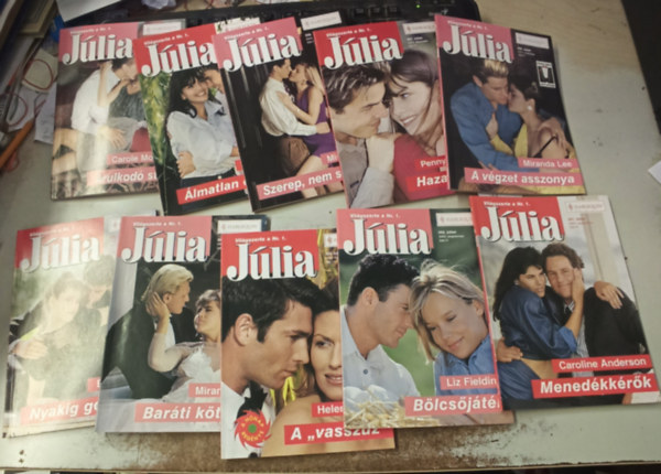 Caroline Anderson, Liz Fielding, Helen Brooks, Miranda Lee, Emma Darcy, Több szerző: 10 db Júlia magazin (301-310) lapszámig: Baráti kötelék +A ˇvasszűz +Bölcsőjáték +Menedékkérők +Nyakig gombolva +A végzet asszonya +Hazatérés +Szerep, nem szerep.. +Álmatlan éjszakák +Árulkodó stílus antikvár