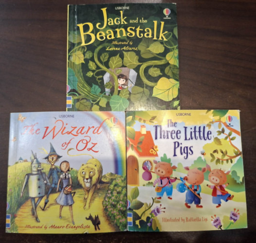 Rosie Dickins, Anna Milbourne, Lesley Sims: 3 db Usborne mesekönyv: The Wizard of Oz, Jack and the Beanstalk, The Three Little Pigs antikvár
