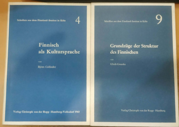 Björn Collinder, Ulrich Groenke: 2 db Schriften aus dem Finnland - Institut in Köln: 4. Finnisch als Kultursprache + 9. Grundzüge der Struktur des Finnischen antikvár