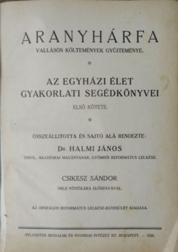 Halmi János (összeáll.): Aranyhárfa - Vallásos költemények gyűjteménye antikvár