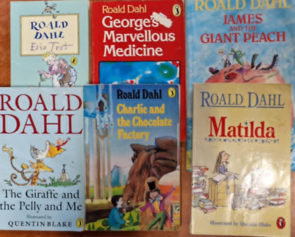 Roald Dahl: 6db Roald Dahl angol nyelvű könyv.:Esio Trot,Matilda,James and Giant Peache,The Giraffe and the Pelly and Me antikvár