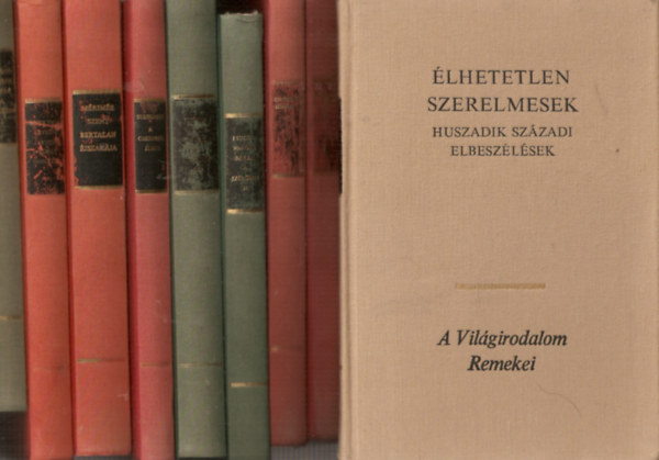 A . Dumas, Stendhal, H. G. Wells, Gorkij, Dosztojevszkij, L. Feuchtwanger, Mark Twain, Mérimée, Gaius Suetonius Tranquillus, Krleza, Jack London, Heinrich Mann, Kuprin, Henryk Sienkiewicz, Ivan Bunyin, Balzac, Bulgakov, Petronius - Apuleius, Tolsztoj, Victor Hugo, E. T. A. Hoffmann, Jonathan Swift, Walter Scott, Émile Zola, Hawthorne, Fontane, William Styron: 42 db Világirodalom Remekei sorozatból: Emma Lyonna I-II., Vörös és fehér I-II., A láthatatlan ember-Az istenek eledele, Az áruló, Halhatatlan szerelmesek I-II., Feljegyzések a holtak házából, Rókák a szőlőben I-III., Arthur király udvarában, Szent    könyv