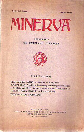 Thienemann Tivadar (szerk.): Minerva XIII. évfolyam 1-10. szám antikvár