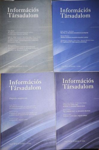 4db mű Információs Társadalom sorozatból - 2012. XII. évfolyam 4. szám, 2016. XVI. évfolyam 1. szám, 2017. XVII. évfolyam 2.-3. szám, antikvár