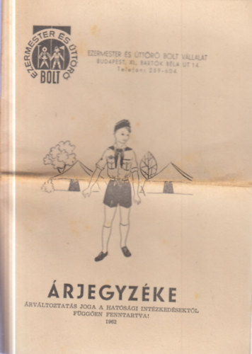 Ezermester és Úttörő Bolt Vállalat árjegyzéke 1962. antikvár