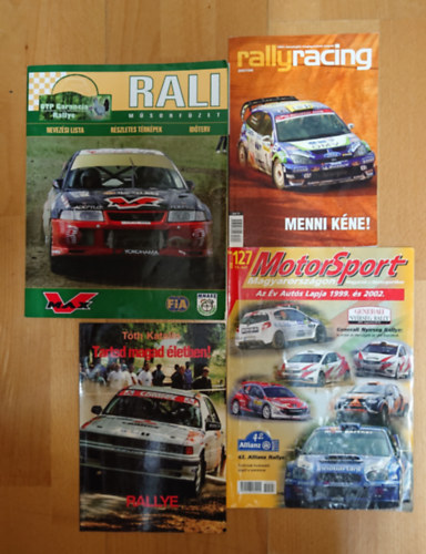 Tóth Katalin: 4 rallyval foglalkozó kiadvány: Rally Racing 2007/09, Tartsd magad életben!, MOtorsport 13/127, OTP Garancia Rallye - Ralli műsorfüzet antikvár