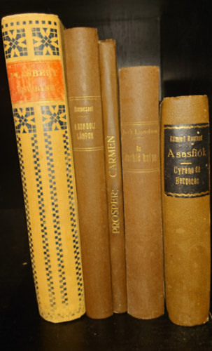 Edmond Rostand, Jack London, Prosper Merimée, Guy De Maupassant, Gustave Flaubert: 5 klasszikus szépirodalmi mű 20. század eleji kiadásban: A sasfiók, A éneklő kutya, Carmen, A rondoli-lányok, Bovaryné antikvár