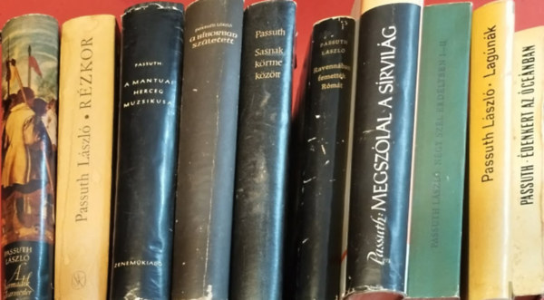 Passuth László: 10 db Passuth László könyv(Édenkert az óceánban,Lagúnák,Négy szél Erdélyben,Megszólal a sírvilág,Ravennában temették Rómát,Sasnak körme között,A bíborban született,A mantui herceg muzsikusa,Rézkor,A harmadik udvarmester) antikvár