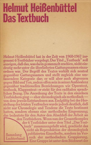 Helmut Heissenbüttel: Das Textbuch antikvár
