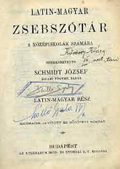 Schmidt József: Latin-Magyar zsebszótár I. rész: latin-magyar rész antikvár