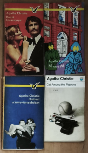 Agatha Christie: 3db Agatha Christie regény + ajándék angol nyelvű mű - N vagy M, Poirot karácsonya, Holttest a könyvtárszobában + Cat Among the Pigeons antikvár