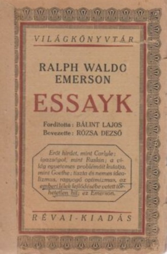 Ralph Waldo Emerson: Essayk (Esszék) antikvár