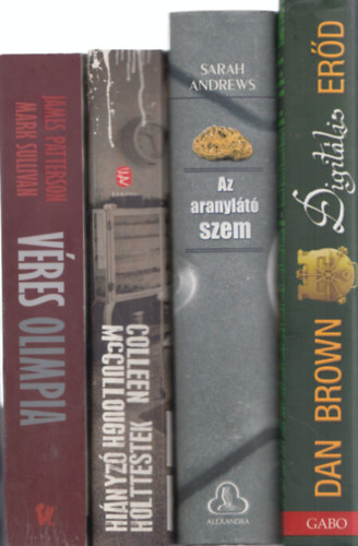 Dan Brown, Sarah Andrews, Colleen  McCullough, James Patterson, Mark Sullivan: 4 db. krimi (Digitális erőd + Az aranylátó szem + Hiányzó holttestek + Véres olimpia) antikvár