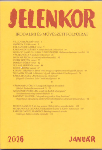 Jelenkor - Irodalmi és művészeti folyóirat - 2026. január könyv