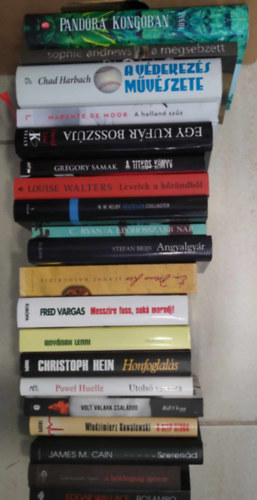 könyvcsomag, Albert Sánchez Pinol, Sophie Andrews, Chad Harbach, Marente de Moor, David Liss, Louise Walters, Grégory Samak, N. M. Kelby, Cornelius Ryan, Stefan Brijs, Cristoph Hein, Fred Vargas, Bill Clegg, Jeanne Kalogridis, Wlodzimierz Kowalewski, James M. Cain, Pawel Huelle, Rabindranah Tagore, Edgar Wallace: 20db REGÉNY KÖNYVMENTŐ AJÁNLAT: Pandóra Kongóban+ A megsebzett+ A védekezés művészete+ A holland szűz+ Egy kufár bosszúja+ Levelek a bőröndből+ A titkos könyv+ Végtelen csillagtér+ A leghosszabb nap+ Angyalgyár+ Honfoglalás+ Anyának lenni+ antikvár