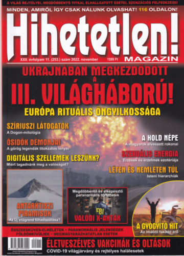 Hihetetlen magazin XXII. évfolyam 11. (253.) szám 2022. november antikvár
