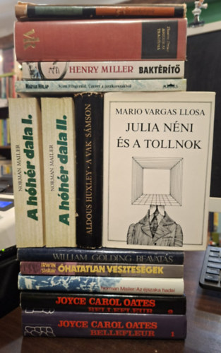Norman Mailer, Henry Miller, John Steinbeck, Joyce Carol Oates, Theodore Dreiser, Scott Fitzgerald, William Golding, Aldous Huxley, Irwin Shaw, Mario Vargas LLosa: 11 db regény, KÖNYVMENTŐ AJÁNLAT: A hóhér dala I-II., Az éjszaka hadai, Baktérítő, Kedves csirkefogók, Bellefleur avagy a családi átok I-II., Amerikai tragédia, Üzenet a jazzkorszakból, Beavatás, antikvár
