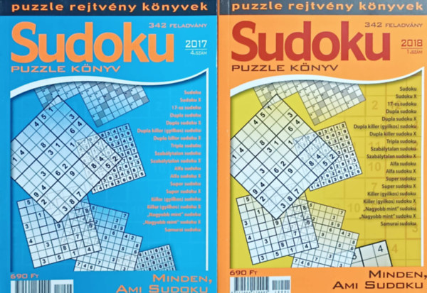 Sudoku puzzle könyv 2017/4, 2018/1 (2 kötet) antikvár