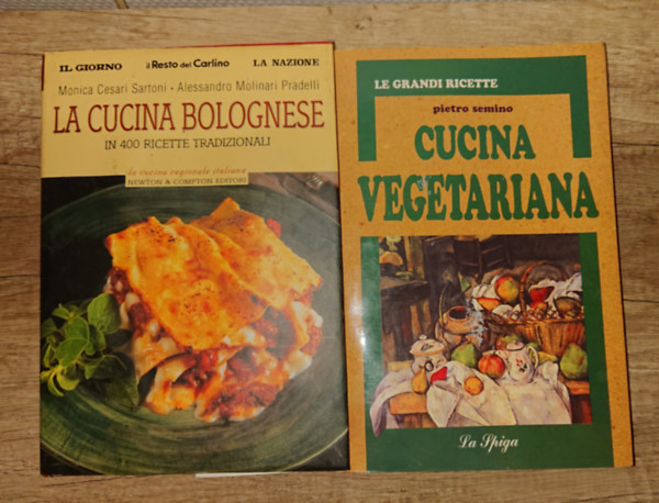 Pietro Semino: 2 olasz nyelvű gasztronómiával foglalkozó könyv: Cucina vegetáriana, La cucina Bolognese antikvár
