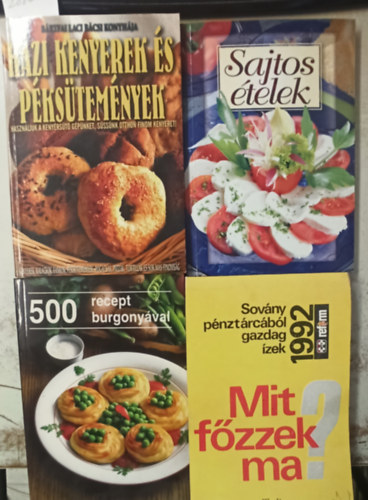 Bártfai Laci bácsi, Verhóczki István, Bobrov L.-Tyerehina L., Nyíregyháza: 4 db Szakácskönyv: Házi kenyerek és péksütemények +Sajtos ételek +500 recept burgonyával +Mit főzzek ma? antikvár