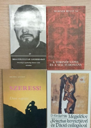 Werner Bulst S. J., Michel Quoist, Dr. Kis György: 4 db vallásos könyv: A torinói lepel és a mai tudomány - Meggyógyultam Lourdes-ban - Szeress! - Krisztus keresztjével és Dávid csillagával antikvár