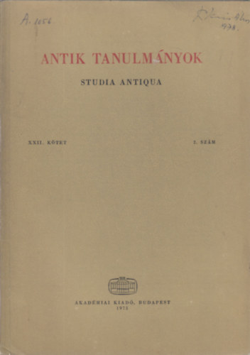 Töttössy Csaba (szerk.): Antik tanulmányok-Studia antiqua XXII. kötet 2. szám antikvár