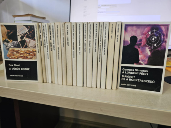 P. D. James, Agatha Christie, Raymond Chandler, Patricia Highsmith, Lem Stanislaw, Viktor Fink, Georges Simenon, Rex Stout, Brett Simon, Rouland-Olivier, Ed Mazzaro, Gregory McDonald, Joyce Porter, Antonia Fraser, Bretislav Hodek, Mark Hebden, Andrej Levin, Mignon G. Eberhart: 20db Európa krimi, KÖNYVMENTŐ AJÁNLAT: Szörnyűségek szép szigete+ Rejtély az antillákon+ Nyílt kártyákkal+ Halál a Níluson+ A gyöngy bajjal jár+ Kétarcú január+ Kiberiáda+ Idegenlégió+ A londoni férfi/ Maigret és a borkereskedő+ A vörös doboz+ antikvár