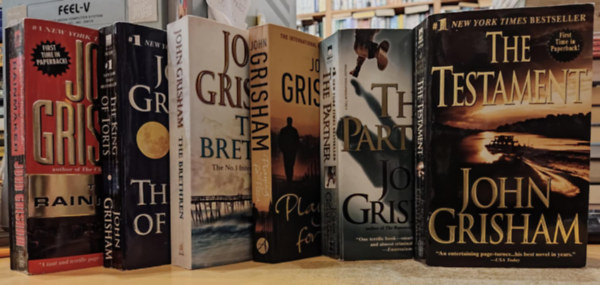John Grisham: 6 db John Grisham: Playing for Pizza; The Brethren; The King of Torts; The Rainmaker; The Partner; The Testament antikvár