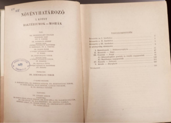 Árokszállásy Zoltán, Bánhegyi József, Gallé László, Boros Ádám: Növényhatározó I. - Baktériumok-mohák antikvár