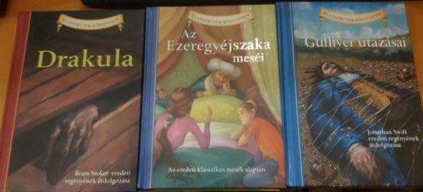 Bram Stoker, Jonathan Swfit, Lucy Corvino (illusztrátor): 3 db Klasszikusok könnyedén: Az Ezeregyéjszaka meséi + Drakula + Gulliver utazásai antikvár