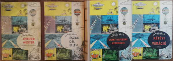 Verne Gyula: 4 kötet Jules Verne Gyula ( Antifer mester , Észak Dél ellen , Grant kapitány gyermekei , Kétévi vakáció ) antikvár