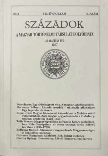 Századok - A magyar történelmi társulat folyóirata 2011 145. évfolyam 5. szám antikvár
