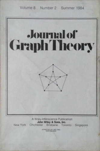Frank Harary (ed.): Journal of Graph Theory, Vol. 8 No. 2 (Summer 1984) antikvár