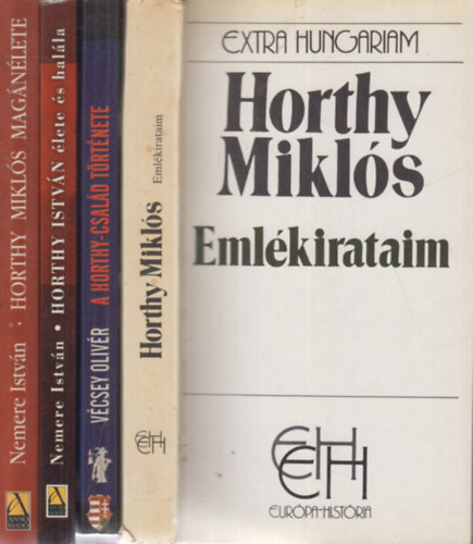 Horthy Miklós, Vécsey Olivér, Nemere István: Emlékirataim + A Horthy-család története + Horthy István élete és halála + Horthy Miklós magánélete (4 mű) könyv