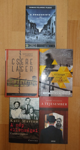 Szécsényi András, Kati Marton, Rafael Seligmann: 4 könyv a holokausztról + ajándék DVD: A zongorista: Csereláger, A nép ellensége, A tejesember, Kismama sárga csillaggal antikvár