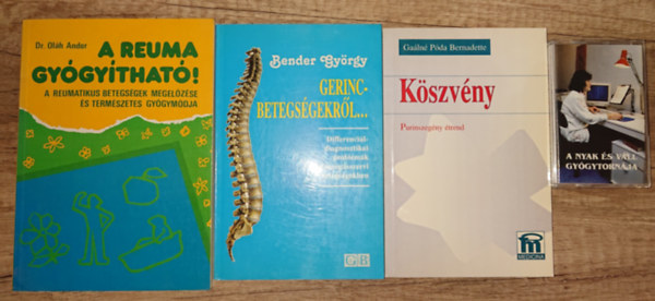 3 könyv hátfájósoknak ajándék magnó kazettával: A reuma gyógyítható, Gerincbtegségekről, Köszvény + A nyak és a váll gyógytornája antikvár