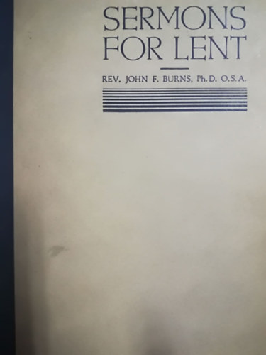 Rev. John F. Burns: Sermons for Lent antikvár