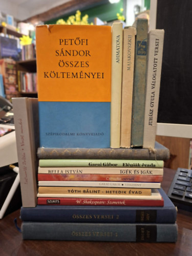 Juhász Gyula, Kosztolányi Dezső, Vlagyimir Majakovszkij, Anna Ahmatova, Petőfi Sándor, Latinovits Zoltán, Zilahy Lajos, Garai Gábor, Bella István, Vészi József, Tóth Bálint, William Shakespeare, Ady Endre: 16 db verses kötet, KÖNYVMENTŐ AJÁNLAT: Juhász Gyula válogatott versei, Kínai és japán versek, Majakovszkij versek, Anna Ahmatova versei, Petőfi Sándor összes költeményei, Verset mondok, Versek (Zilahy Lajos munkái I.), Elégiák évada, Igék és igák, antikvár