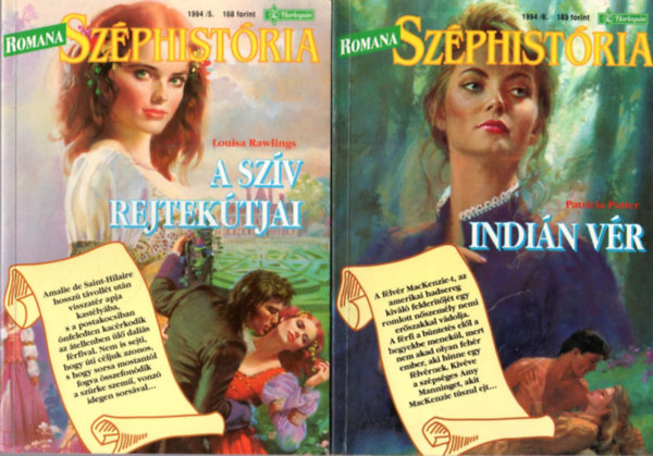 Patricia Potter, Louisa Rawlings, Mollie Ashton: 3 db Romana Széphistória: 1994/1. A szenvedély rabságában  + 1994/5. A szív rejtekútjai + 1994/6. Indián vér antikvár