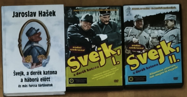 Jaroslav Hasek: Svejk, a derék katona a háború előtt és más furcsa történetek + ajándék DVD-k: Svejk, a derék katona I-II. antikvár