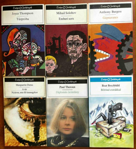 Anthony Burgess, Paul Theroux, Marguerite Duras, J. Thomson, Mihail Solohov, Beat Brechbühl: 6db Európa zsebkönyvek.Gépnarancs,Diplomás örömlány,A tér,Tűzpróba,Emberi sors,Bőrönd exrákkal antikvár