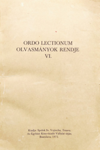 Ordo Lectionum olvasmányok rendje VI. antikvár
