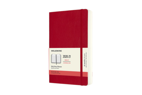 Moleskine határidőnapló 2020/21 18 hónap napi puha skarlát piros "L" naptár