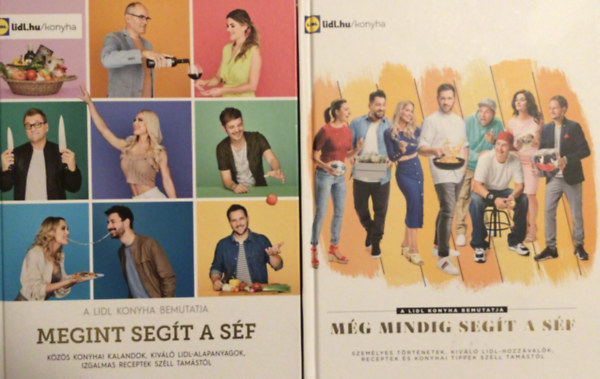 Széll Tamás: Megint segít a séf (A LIDL konyha bemutatja) + Még mindig segít a séf SZEMÉLYES TÖRTÉNETEK, KIVÁLÓ LIDL-HOZZÁVALÓK, RECEPTEK ÉS KONYHAI TIPPEK SZÉLL TAMÁSTÓL ( 2 kötet ) antikvár