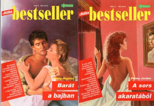 Penny Jordan, Tracy Hughes: 2 db Júlia Bestseller : A sors akaratából 1994/3. + Barát a bajban 1994/4. antikvár