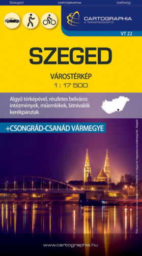 Cartographia Kiadó: Szeged várostérkép 1:17500 + Csongrád-Csanád vármegye térkép könyv