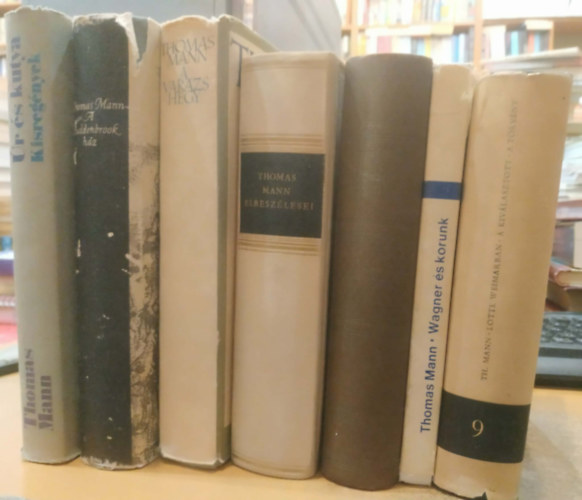 Thomas Mann: 7 db Thomas Mann: Úr és kutya (kisregények); A Buddenbrook ház; A varázshegy; Wagner és korunk; Doktor Faustus; Lotte Weimarban/A kiválasztott/A törvény; Thomas Mann elbeszélései antikvár