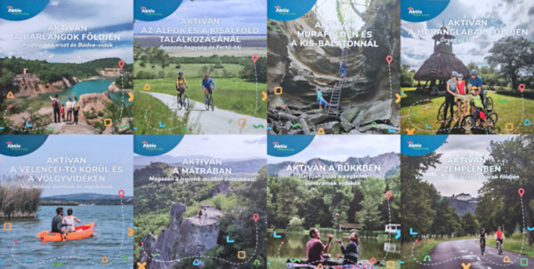 8 db Aktívan: Aktvían a Velencei-tavon és a Völgyvidéken + Aktívan a barlangok földjén – Aggteleki-karszt, Bódva-vidék  + Aktívan a haranglábak földjén Őrség és Vendvidék + Aktívan Muraföldén és a Kis-Balatonnál antikvár
