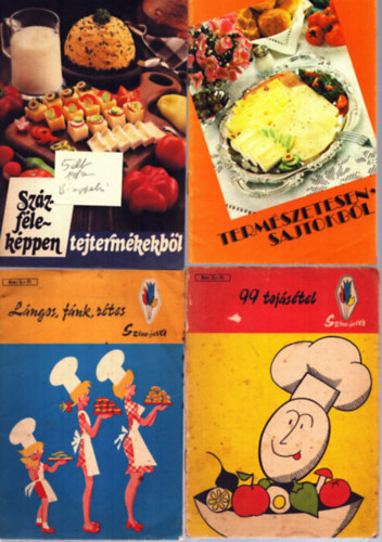 5 db szakácsfüzet: Természetesen sajtokból - Százféleképpen tejtermékekből - 99 tojásétel - Lángos, fánk, rétes - Serpenyős csirkék antikvár